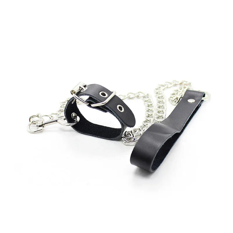OHMAMA FETISH - PENIS-HALSKETTE UND LEDERARMBAND MIT METALLKETTE - Vanelion Paradise