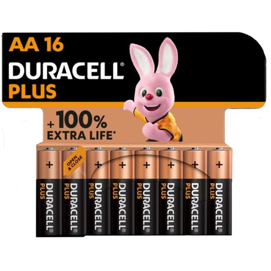 DURACELL - PLUS POWER 100 ALKALINE BATTERIE AA LR6 16 EINHEIT