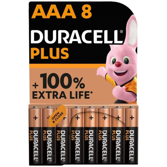 DURACELL - PLUS POWER 100 ALKALINE BATTERIE AAA LR03 8 EINHEIT