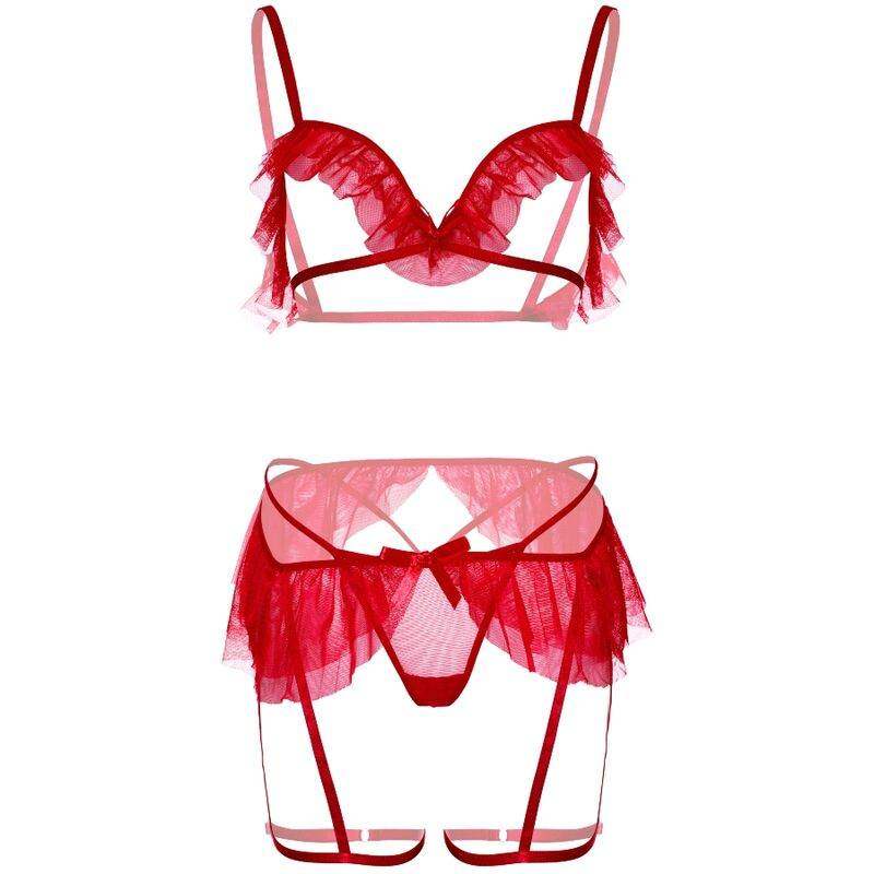 LEG AVENUE - DREITEILIGES SET AUS BH, G-STRING UND STRUMPFGÜRTEL - Vanelion Paradise