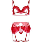 LEG AVENUE - DREITEILIGES SET AUS BH, G-STRING UND STRUMPFGÜRTEL - Vanelion Paradise