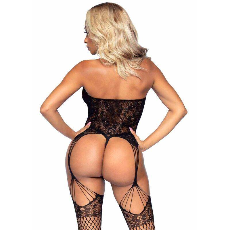 LEG AVENUE - FLORAL LACE NET BODYSTOCKING, EINE GRÖSSE - Vanelion Paradise