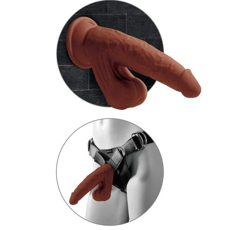 KING COCK - PLUS 3D DILDO SWINGING BALLS 24.5 CM BRAUN - Vanelion Paradise