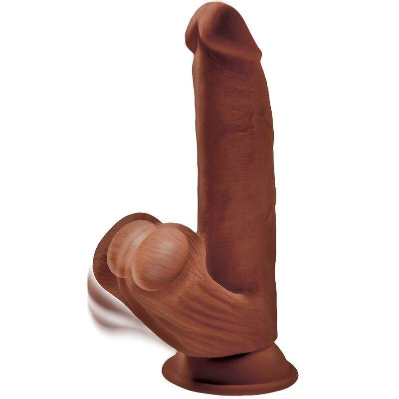 KING COCK - PLUS 3D DILDO SWINGING BALLS 24.5 CM BRAUN - Vanelion Paradise