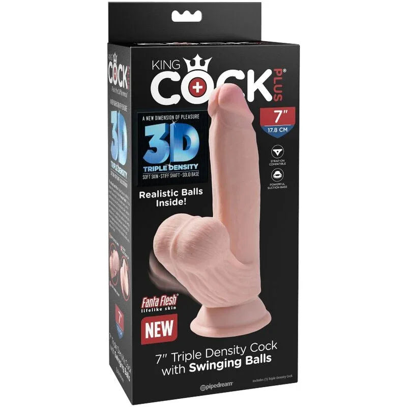 KING COCK - PLUS 3D DILDO SWINGING BALLS 15.2 CM HELLE HAUT - Vanelion Paradise