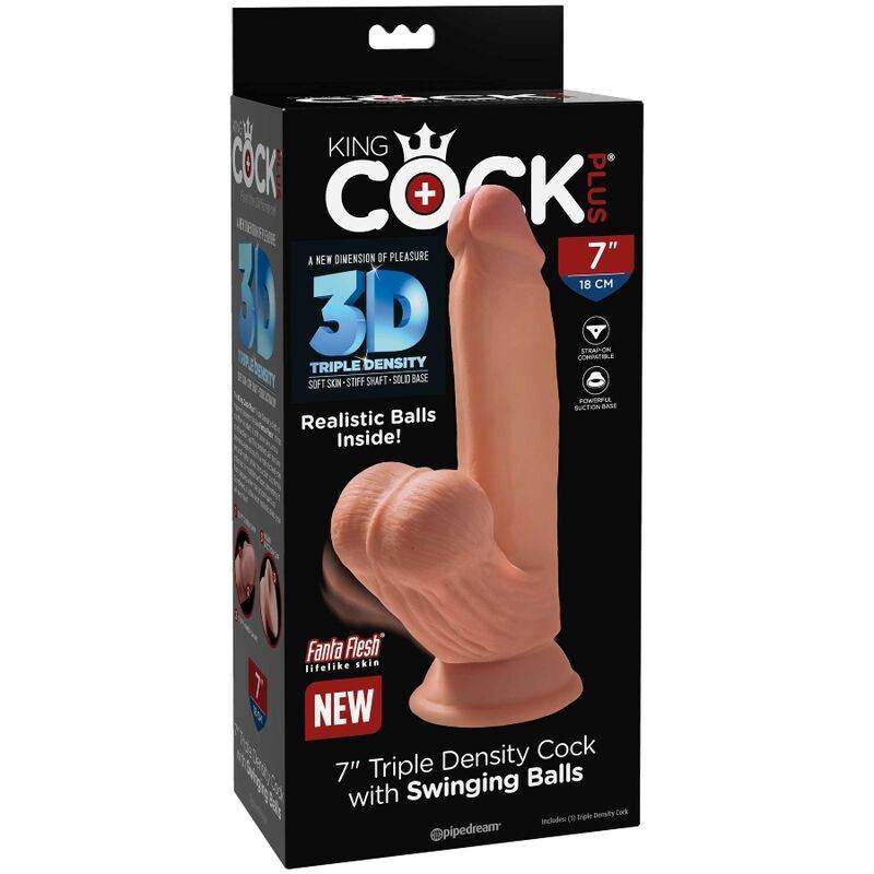 KING COCK - PLUS 3D DILDO SWINGING BALLS 15.2 CM - Vanelion Paradise