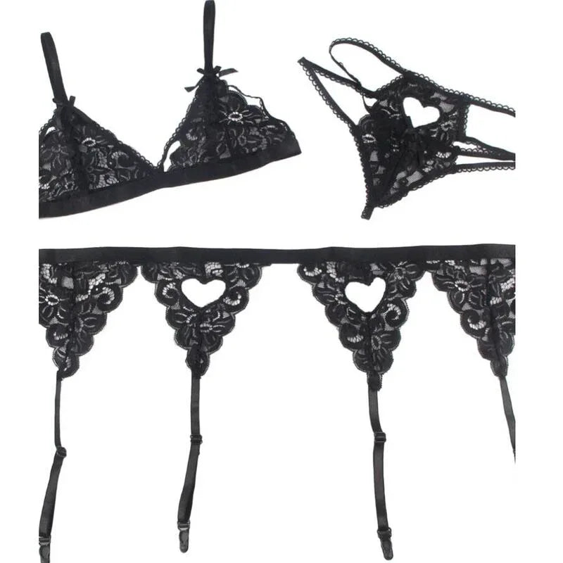 SUBBLIME - SET DREITEILIGES SET BH+ STRUMPFGÜRTEL + STRING S/M - Vanelion Paradise