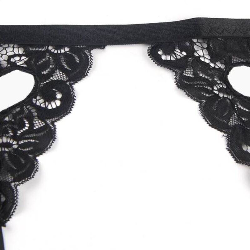 Subblime Dessous-Set mit BH, Strapsgürtel & String – Schwarz L/XL