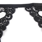 Subblime Dessous-Set mit BH, Strapsgürtel & String – Schwarz L/XL