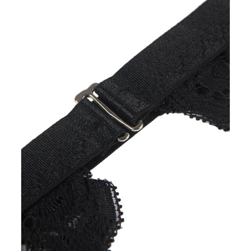 Subblime Dessous-Set mit BH, Strapsgürtel & String – Schwarz L/XL