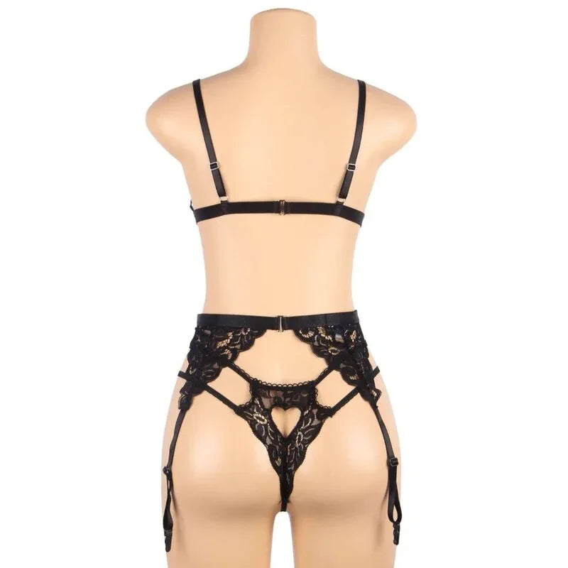 SUBBLIME - SET DREITEILIGES SET BH+ STRUMPFGÜRTEL + STRING S/M - Vanelion Paradise