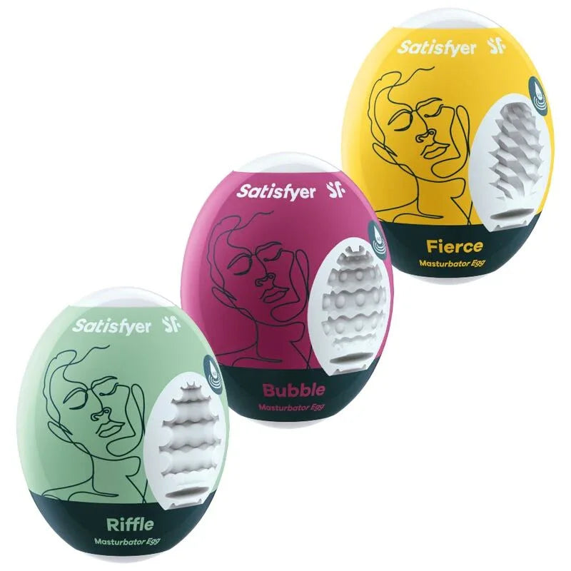 SATISFYER - 3 MASTURBATOR EIER RIFFLE, BUBBLE & FIERCE - Vanelion Paradise