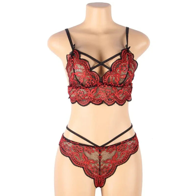 SUBBLIME - SET ZWEITEILIGES SET SPITZENOBERTEIL UND HÖSCHEN S/M - Vanelion Paradise
