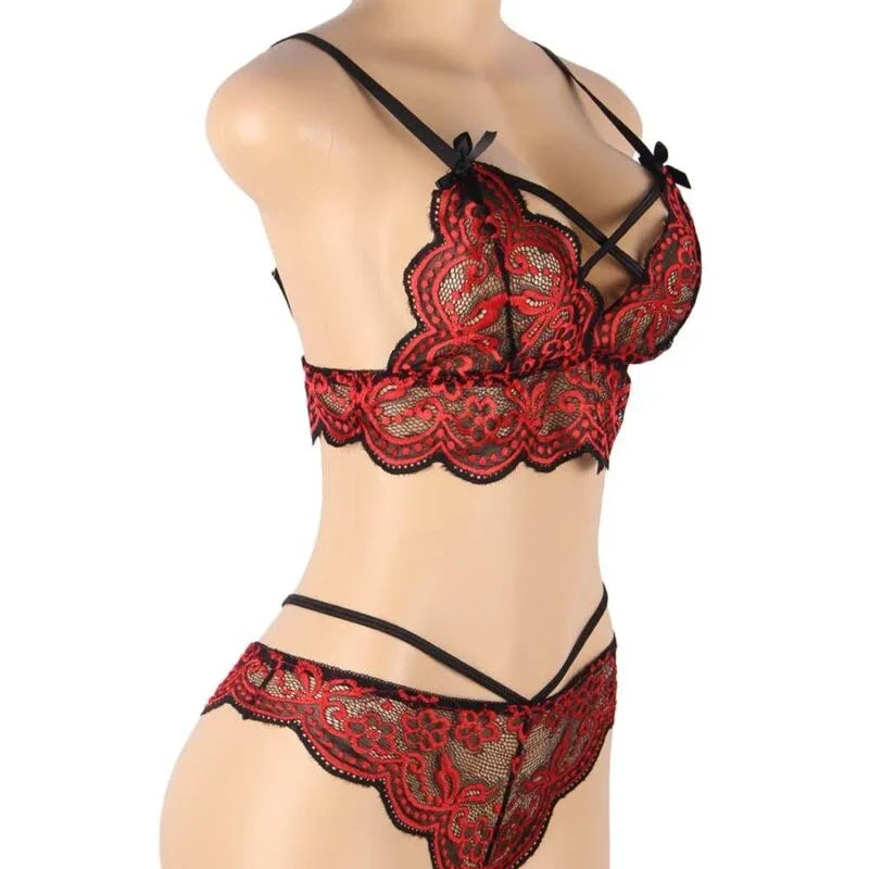 SUBBLIME - SET ZWEITEILIGES SET SPITZENOBERTEIL UND HÖSCHEN S/M - Vanelion Paradise