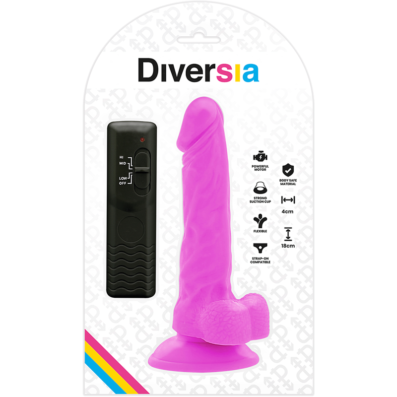 DIVERSIA - FLEXIBLER VIBRIERENDER DILDO LILA 18 CM -O- 4 CM