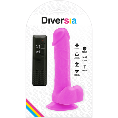 DIVERSIA - FLEXIBLER VIBRIERENDER DILDO LILA 20.5 CM -O- 4.2 CM