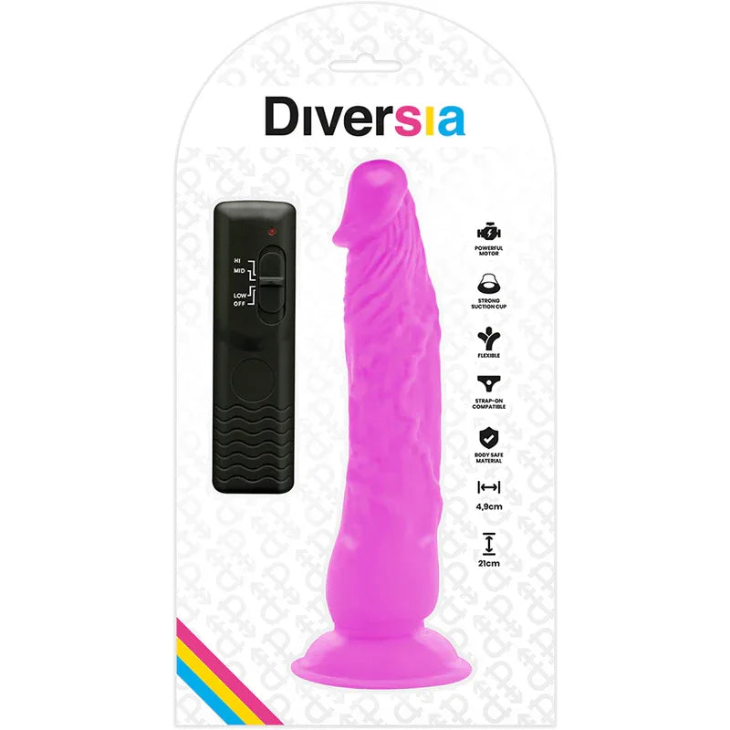 DIVERSIA - FLEXIBLER VIBRIERENDER DILDO LILA 21 CM -O- 4.9 CM - Vanelion Paradise