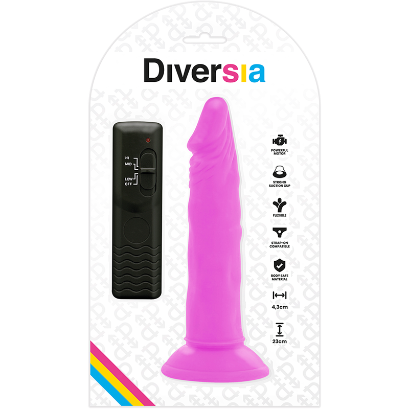 DIVERSIA - FLEXIBLER VIBRIERENDER DILDO LILA 23 CM -O- 4.3 CM