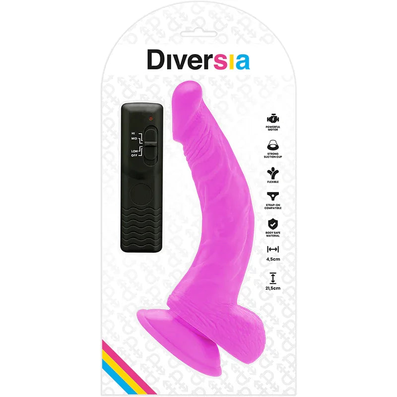 DIVERSIA - FLEXIBLER VIBRIERENDER DILDO LILA 21.5 CM -O- 4.5 CM - Vanelion Paradise