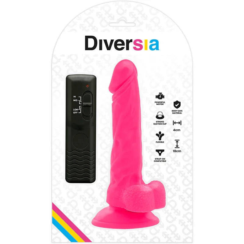DIVERSIA - FLEXIBLER VIBRIERENDER DILDO ROSA 18 CM -O- 4 CM - Vanelion Paradise