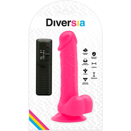 DIVERSIA - FLEXIBLER VIBRIERENDER DILDO ROSA 20.5 CM -O- 4.2 CM