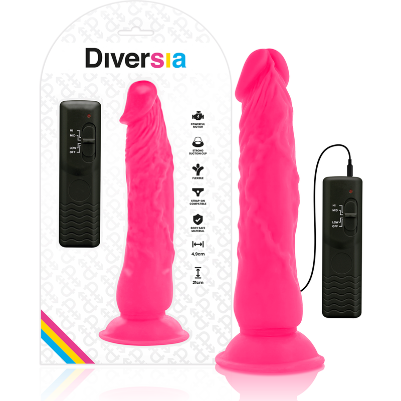 DIVERSIA - FLEXIBLER VIBRIERENDER DILDO ROSA 21 CM -O- 4.9 CM