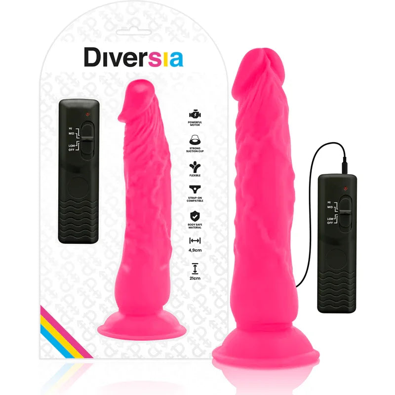 DIVERSIA - FLEXIBLER VIBRIERENDER DILDO ROSA 21 CM -O- 4.9 CM - Vanelion Paradise