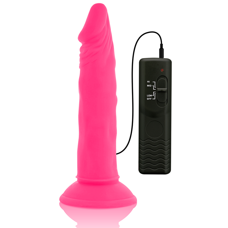 DIVERSIA - FLEXIBLER DILDO MIT VIBRATION ROSA 23 CM -O- 4.3 CM