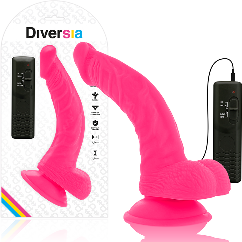 DIVERSIA - FLEXIBLER VIBRIERENDER DILDO ROSA 21.5 CM -O- 4.5 CM