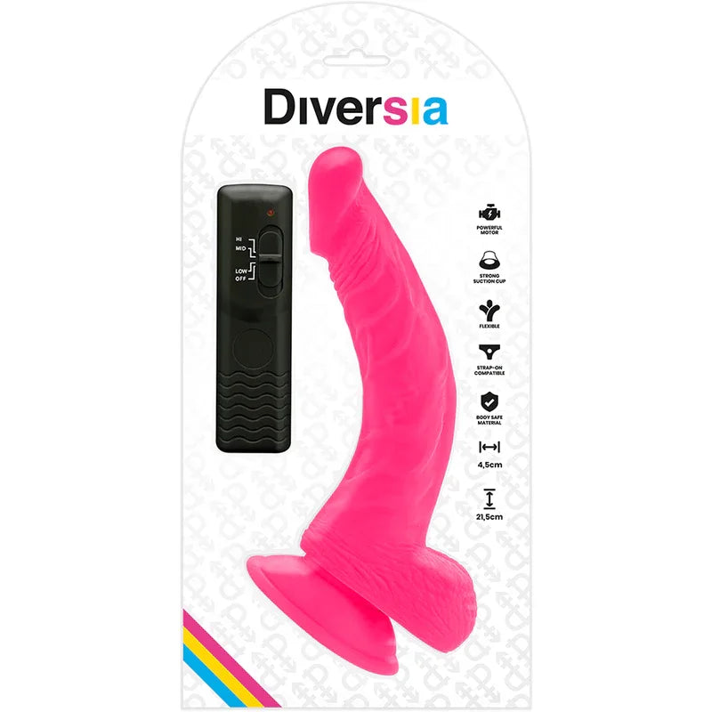 DIVERSIA - FLEXIBLER VIBRIERENDER DILDO ROSA 21.5 CM -O- 4.5 CM - Vanelion Paradise
