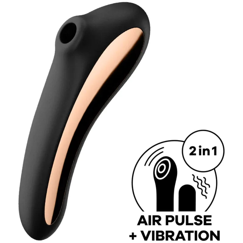 SATISFYER - DUAL KISS AIR PULSE VIBRATOR SCHWARZ - Vanelion Paradise