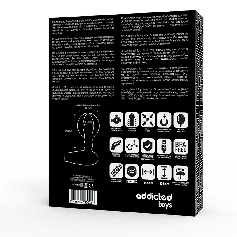 ADDICTED TOYS - AUFBLASBARER FERNBEDIENUNGSSTECKER - 10 VIBRATIONSMODI - Vanelion Paradise