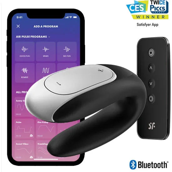 SATISFYER - DOUBLE FUN PARTNER VIBRATOR SCHWARZ - Vanelion Paradise