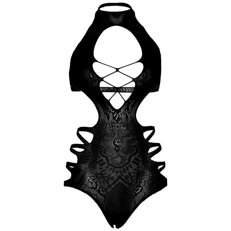 LEG AVENUE - CUT OUT STRAPPY BODYSUIT EINE GRÖSSE - SCHWARZ