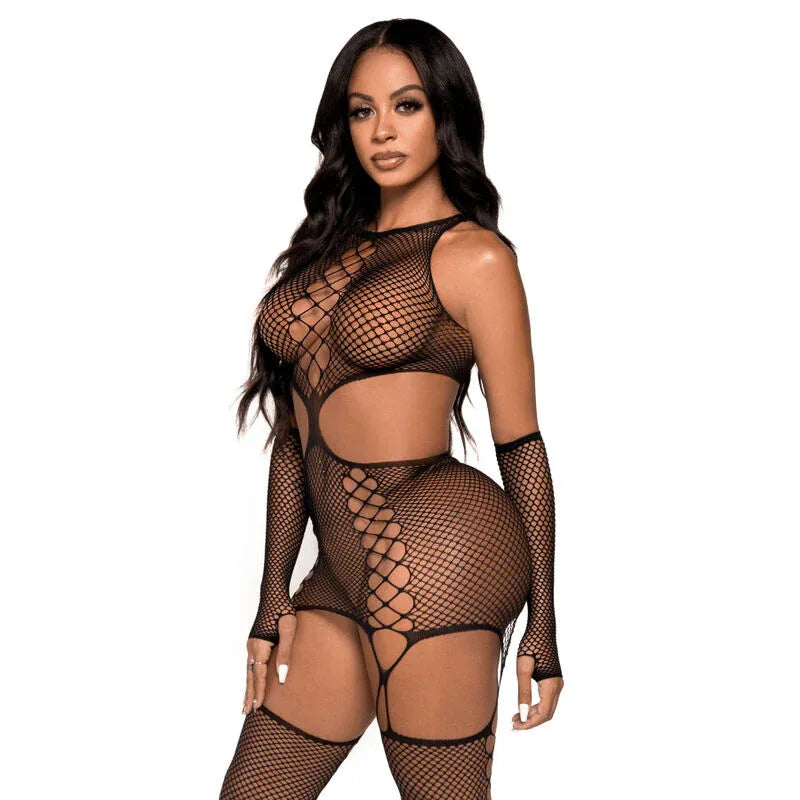 LEG AVENUE - GARTER-KLEID MIT HANDSCHUHEN, EINE GRÖSSE - Vanelion Paradise