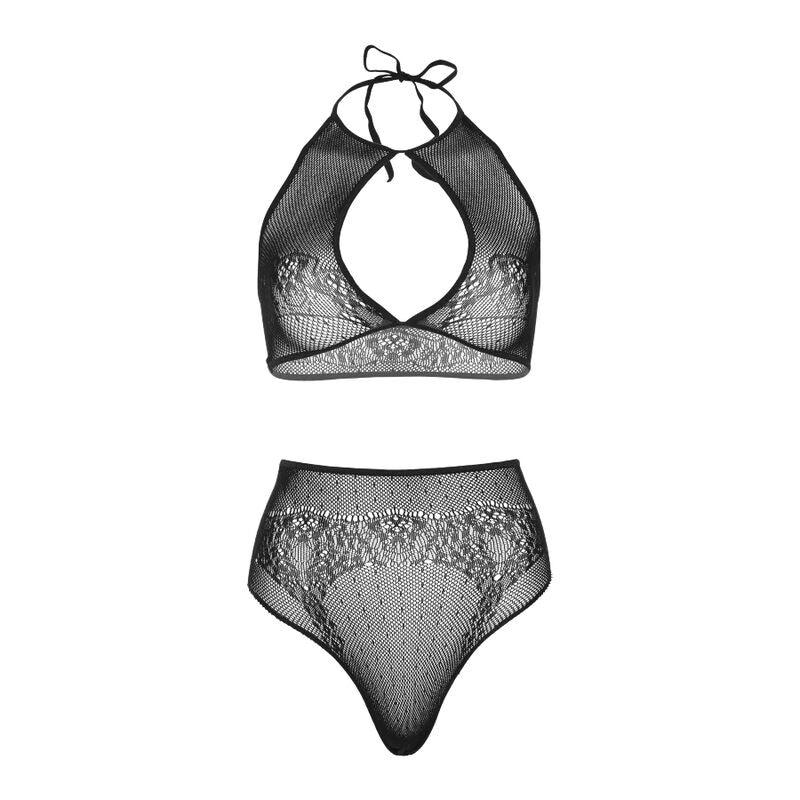 LEG AVENUE - ZWEITEILIGES SET, NECKHOLDER-CROP-TOP UND TANGA-HöSCHEN, EINHEITSGRößE - Vanelion Paradise