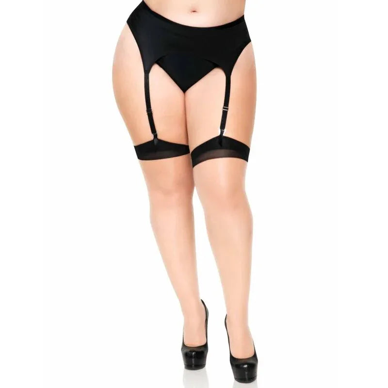 LEG AVENUE - PLUS LYCRA DURCHSICHTIGES 2-TON-OBERKEITENHOCHWERTIGES MIT RÜCKENNAHT UND KUBANISCHEM ABSATZ - Vanelion Paradise
