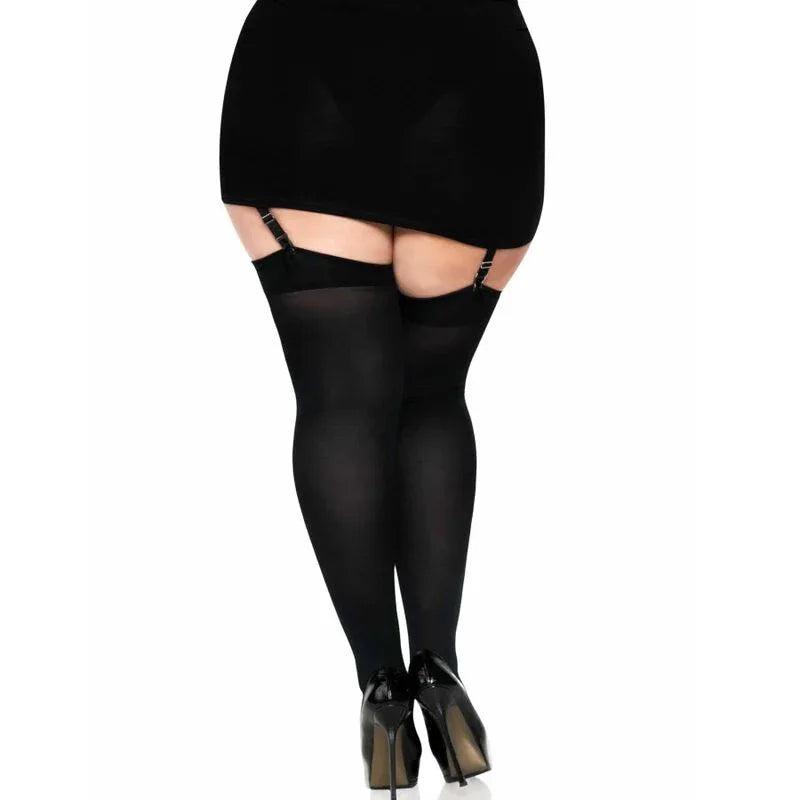 LEG AVENUE - SCHWARZE NYLON-OBERTEILHÖCHSE MIT SCHWARZER SCHLEIFE, EINE GRÖSSE - Vanelion Paradise