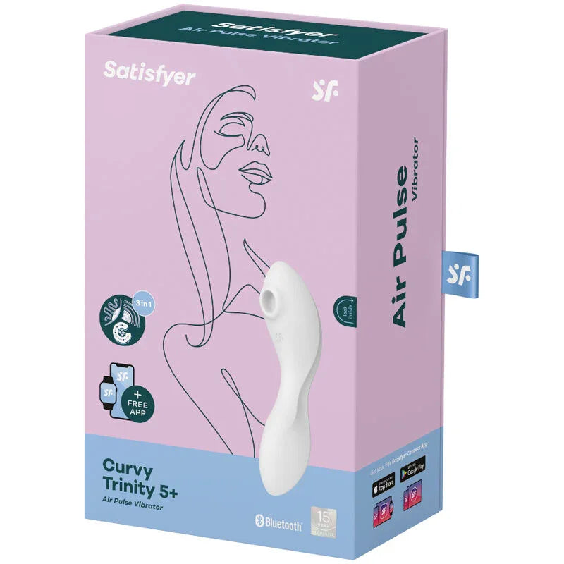SATISFYER - CURVY TRINITY 5 AIR PULSE STIMULATOR & VIBRATOR APP WEISS - Vanelion Paradise