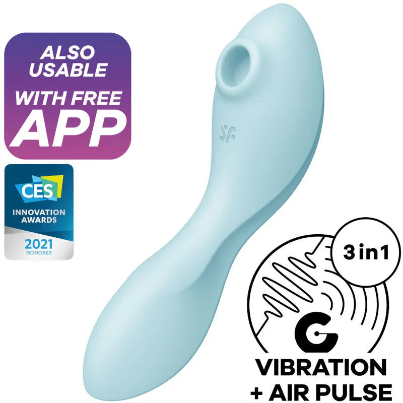 SATISFYER - CURVY TRINITY 5 AIR PULSE STIMULATOR & VIBRATOR APP WEISS - Vanelion Paradise