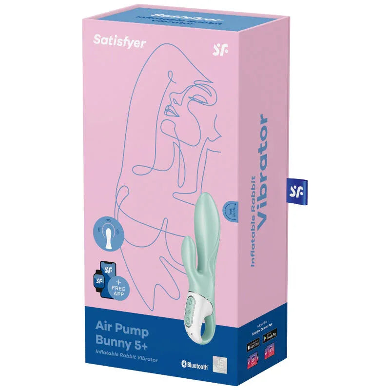 SATISFYER - AIR PUMP BUNNY 5+ AUFBLASBARE KANINCHENVIBRATOR-APP GRÜN - Vanelion Paradise