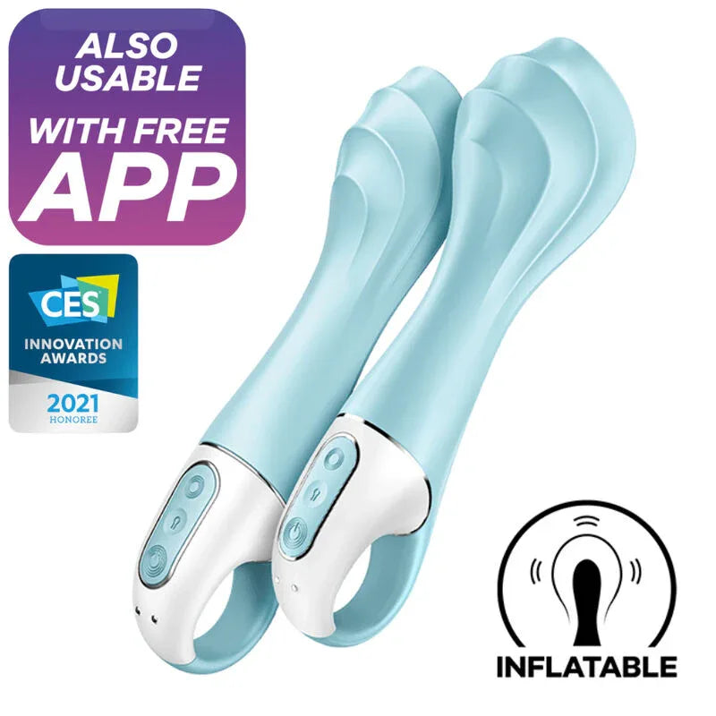 SATISFYER - AIR PUMP VIBRATOR 5+ AUFBLASBARE G-SPOT-VIBRATOR-APP BLAU - Vanelion Paradise