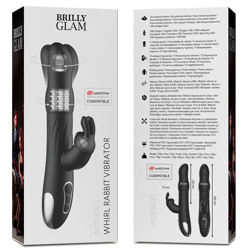 BRILLY GLAM- MOEBIUS RABBIT VIBRATOR & ROTATOR KOMPATIBEL MIT WATCHME WIRELESS TECHNOLOGY