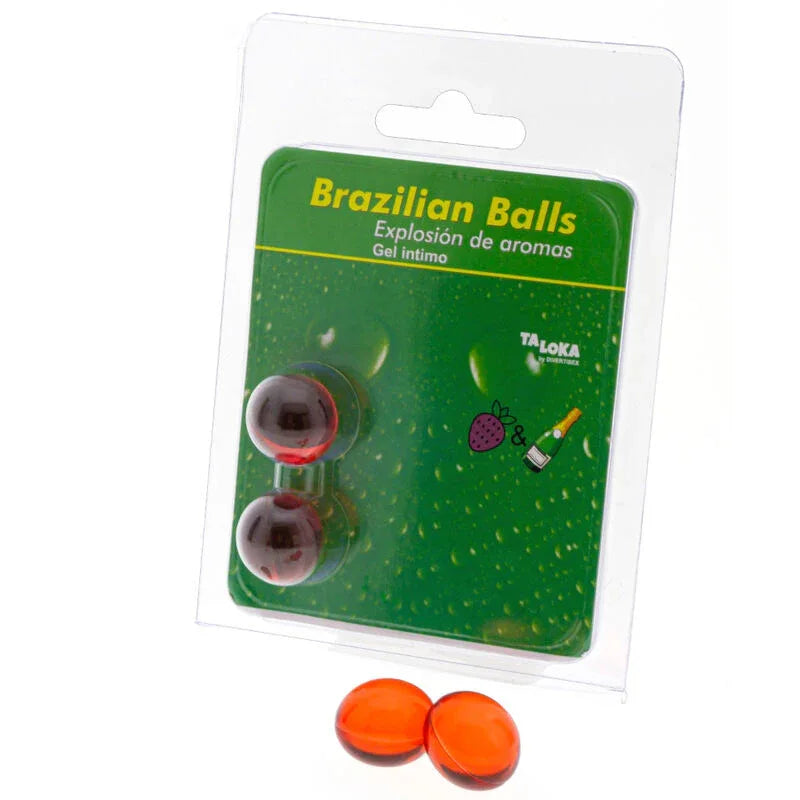 TALOKA - 2 BRASILIANISCHE KUGELN, ERDBEER & CHAMPAGNER-INTIM-GEL - Vanelion Paradise