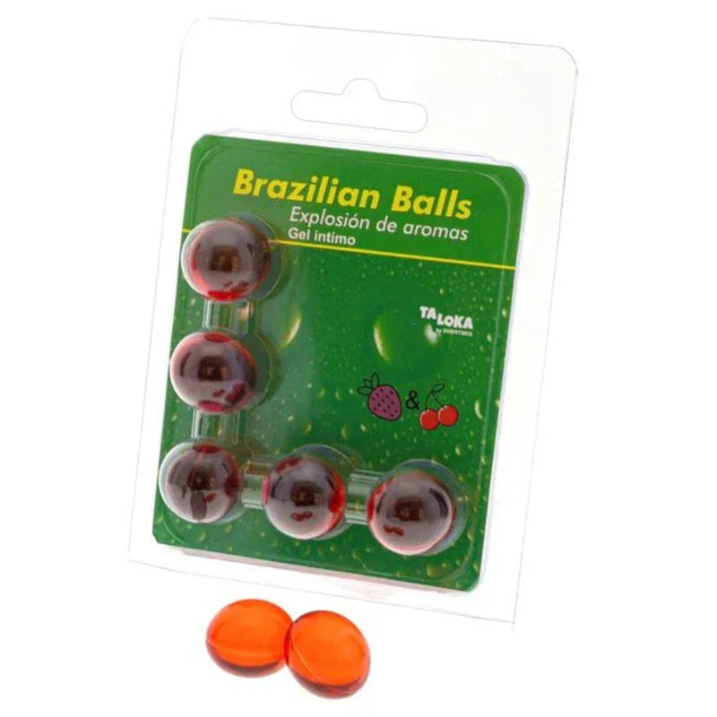 TALOKA - 5 BRASILIANISCHE KUGELN, ERDBEERE UND KIRSCH-INTIM-GEL - Vanelion Paradise
