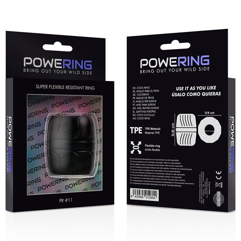 POWERING - SUPER FLEXIBLER UND WIDERSTANDSFÄHIGER PENISRING 5 CM PR11 SCHWARZ