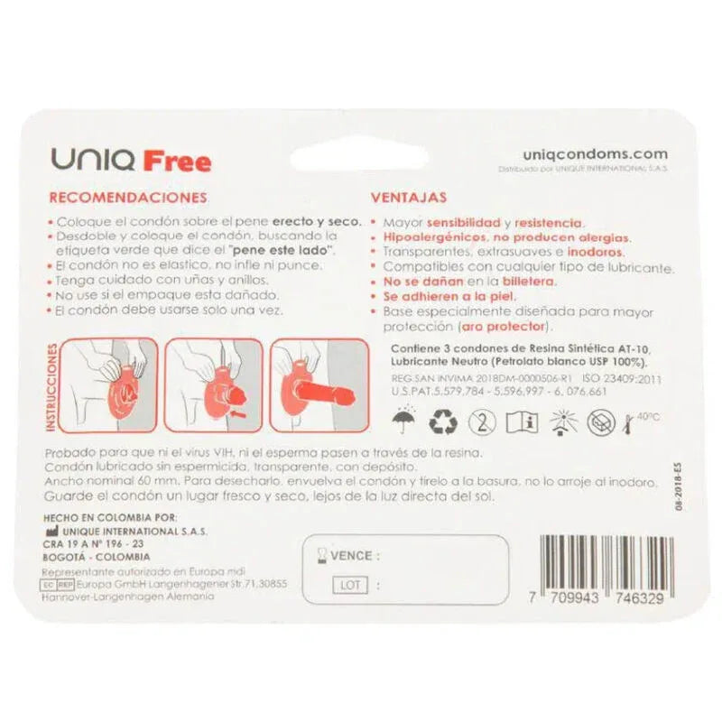 UNIQ Free Kondome (3 Stk) – Latexfrei mit Schutzring - Vanelion Paradise