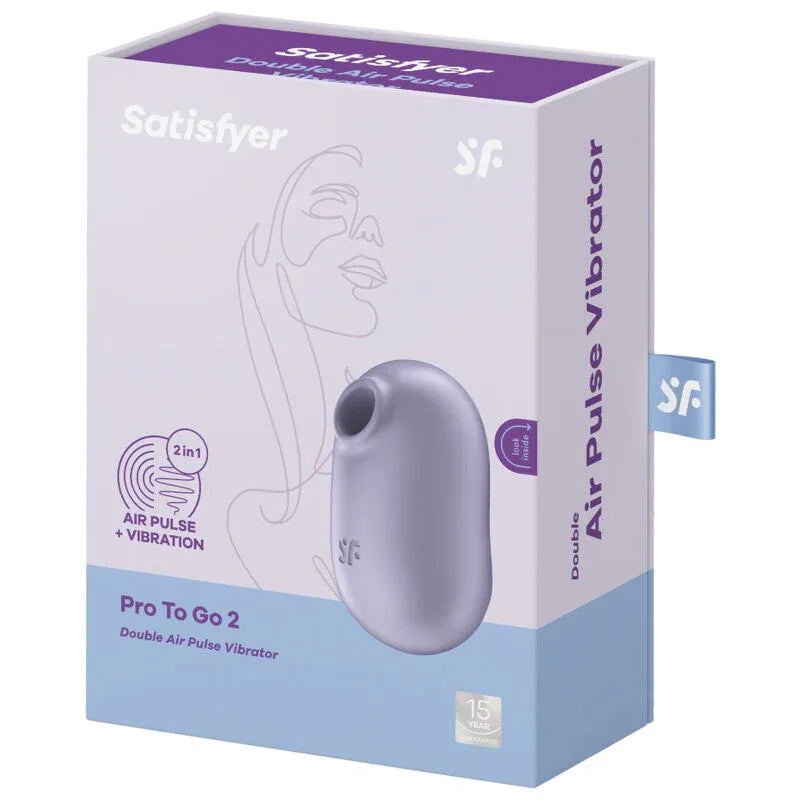 SATISFYER - PRO TO GO 2 DOPPELTER LUFTPULSSTIMULATOR & VIBRATOR VIOLETT - Vanelion Paradise
