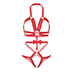 LEG AVENUE - KINK - O-RING-GURT MIT NIETEN, TEDDY, ROT - Vanelion Paradise