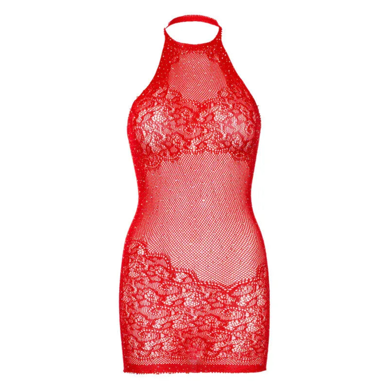 LEG AVENUE - STRASS NECKHOLDER-MINIKLEID, EINHEITSGRößE- SCHWARZ - Vanelion Paradise